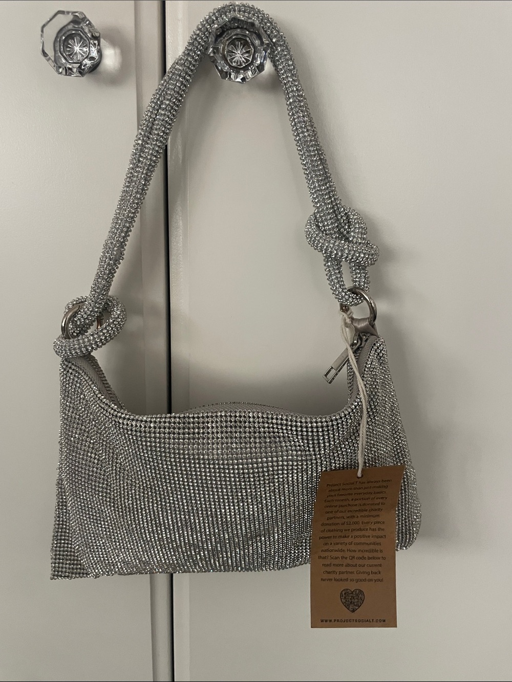 Silver glitter  knot bag nwt
